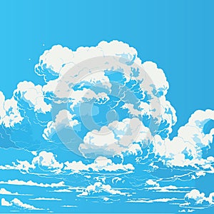 Blue sky clouds sunny day. Background design, Vector