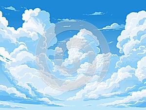 Blue sky clouds sunny day. Background design, Vector