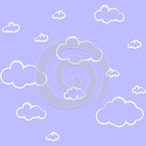 Blue sky with clouds, vector seamless background