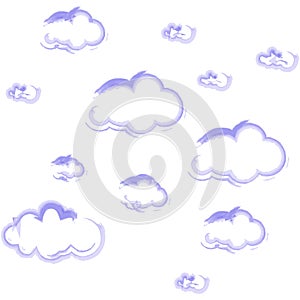 Blue sky with clouds, vector seamless background