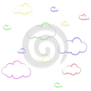 Blue sky with clouds, vector seamless background