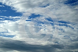 Blue sky depth with dark clouds and white clouds background