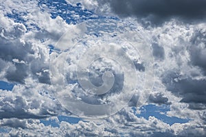 Blue sky with different types of clouds at different altitudes