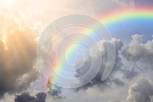 Blue sky floor with rainbow and sun reflection