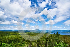 Blue sky forest mountain sumava lipno