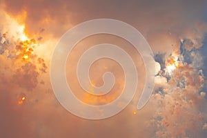 Blue sky full of fireworks exploding