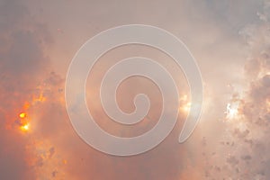 Blue sky full of fireworks exploding