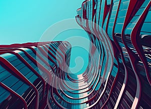 blue sky high rise building wavy shapes