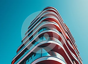 blue sky high rise building wavy shapes