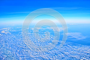 Blue sky high view from airplane
