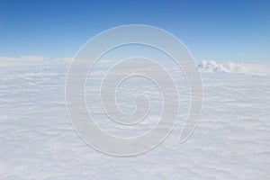 blue sky high view from airplane clouds shapes