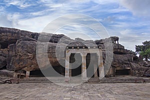 Blue sky Landscape View of the Khandagiri and Udayagiri caves formerly called Kattaka Caves or Cuttack caves