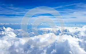 Blue sky with many white clouds background