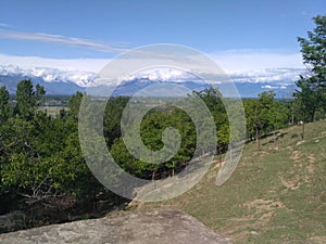 Blue sky and mountains