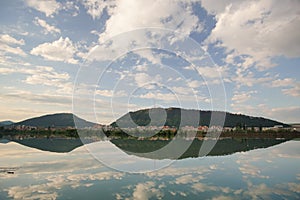 Sky reflection in calm water