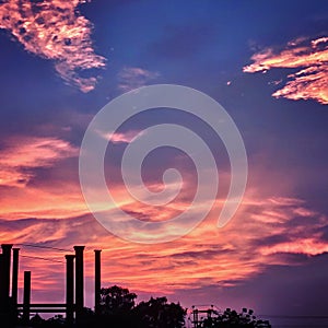 Blue sky with Orange clouds Photography By Apoorve Verma photo