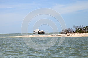 Blue sky over the Cape Romano dome house ruins