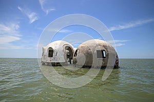 Blue sky over the Cape Romano dome house ruins