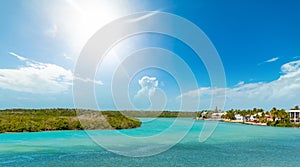 Blue sky over Florida Keys coast