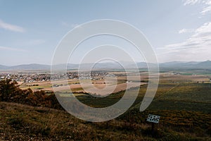 Blue sky over Harman village from near Brasov Romania seen from the Lempes hill