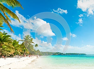 Blue sky over La Caravelle beach in Guadeloupe