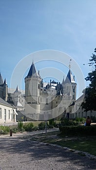 blue sky over medieval fortress. The castles of the Loire Just discovery of the century!