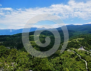 Blue sky over the mountains.