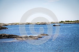 Blue sky over an ocean inlet in Newport Rhode Island