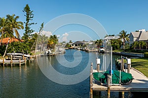Blue sky over a riverway through Marco Island in Naples photo