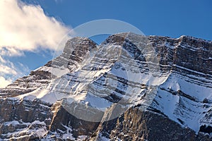 Blue Sky Over A Snow Covered Mountain In Banff