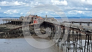 Blue sky over Weston-Super-Mare old pier at daytime