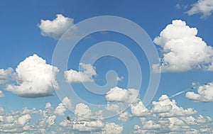 Blue sky with patchy clouds in texas