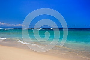 Blue sky, peaceful beach and o