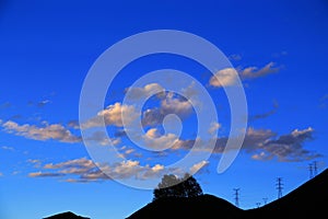 Blue sky with peacefull cotton clouds in Qinghai Tibet Plateau photo