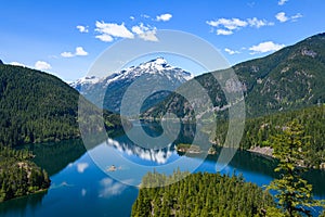 Blue sky and perfect reflection at Diablo Lake