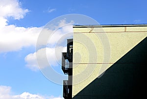 Blue sky and plenty of sunlightand and Building outside the window