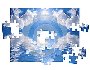 Blue sky and of puzzle