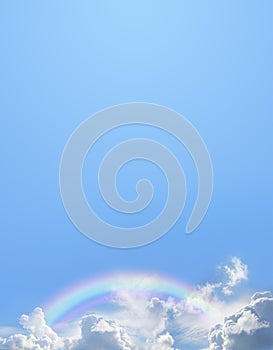 Blue sky and rainbow message board background template