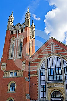 Blue sky reflections at Nether Hall Methodist Church, Doncaster, South Yorkshire