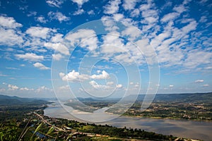 Blue sky and river from viewpoint