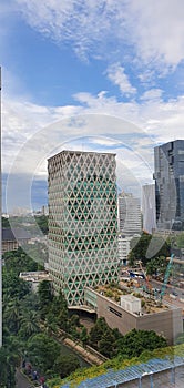 Blue sky scraper building in jakarta