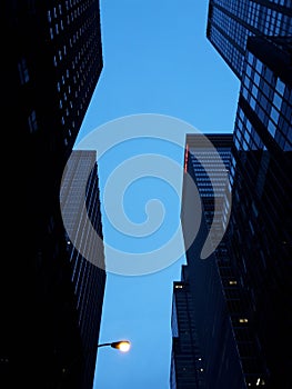 Blue Sky-scrapers creating a figure