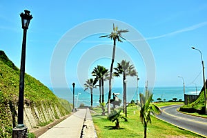 Blue sky and sea in the background