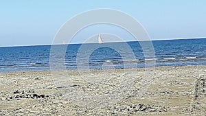 Blue sky sea boat sunt sunny day view relax vacations