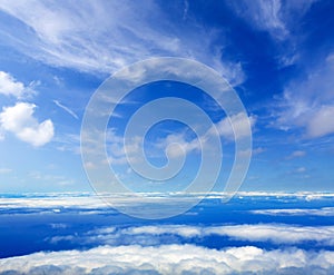 Blue sky sea of clouds from high altitude photo