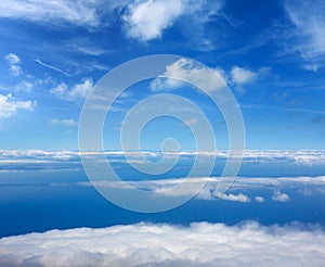 Blue sky sea of clouds from high altitude photo