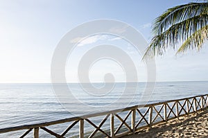 Blue sky, sea and tiny white cloud