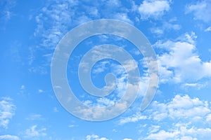 Blue sky with small white fleecy clouds