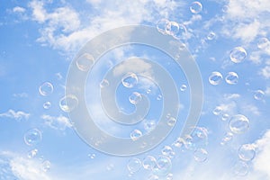 Blue sky and soap bubbles