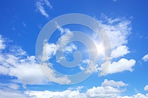 blue sky sun and clouds background